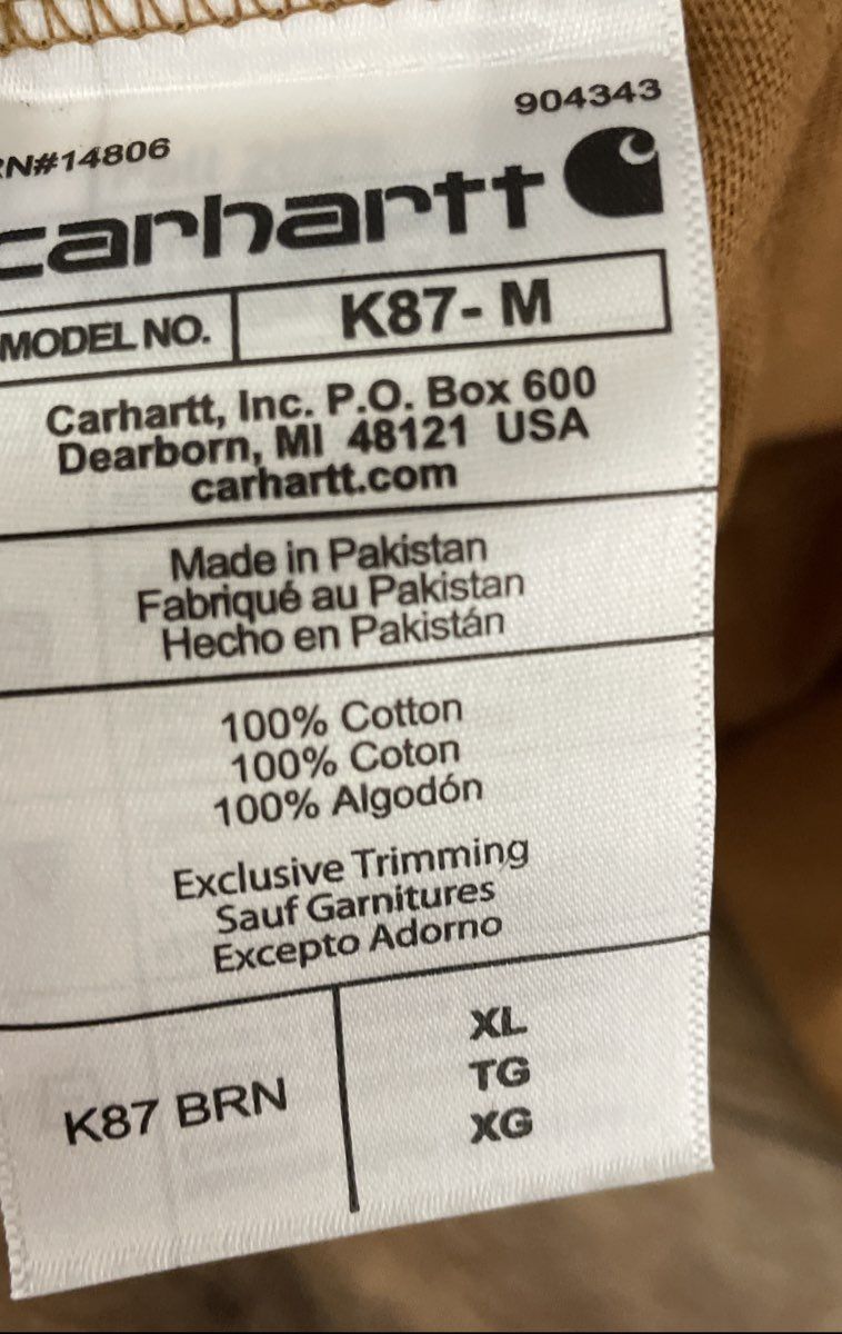 Carhartt Men's K87 Workwear Loose Fit Pocket T-Shirt Brown Cotton Size XL