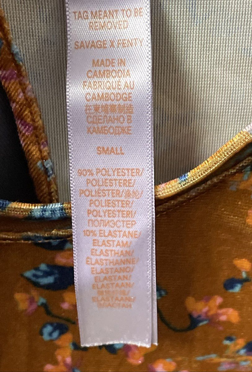Women's Orange Floral Savage X Fenty Short Sleeve Shirt - Size 4