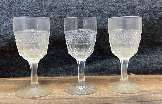 EAPG Elegant Glass Cut Crystal Goblets & Wine Glasses Lot of 5 Assorted Vintage