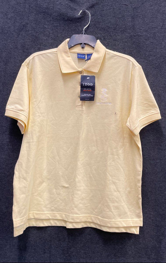 IZOD Women's Yellow Polo Shirt NWT Silk Wash Airlie Center Embroidered Size L
