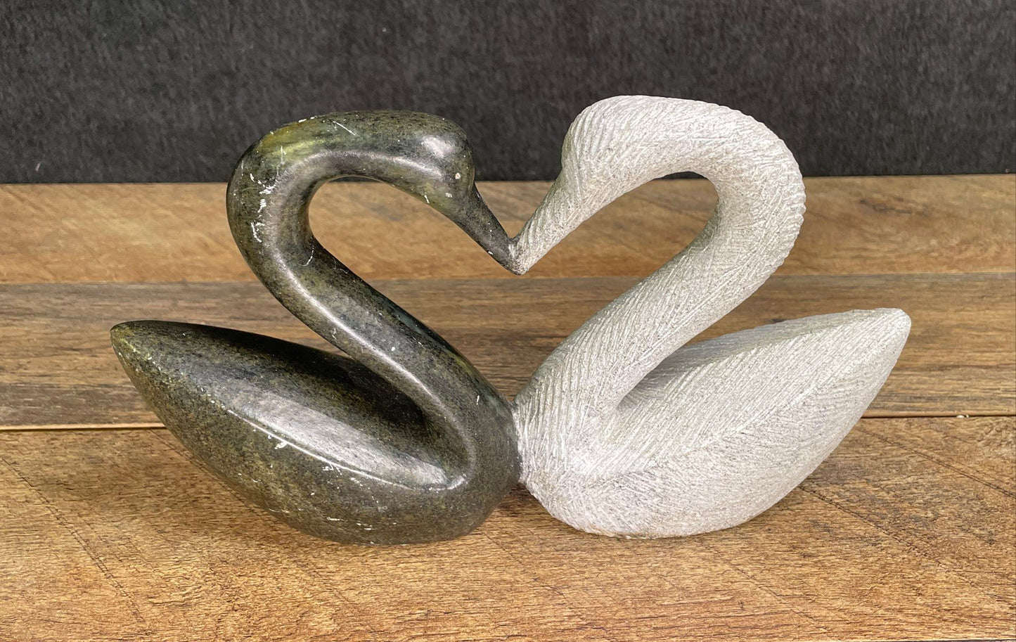 Ceramic/Stone Marble Swan Heart Sculpture