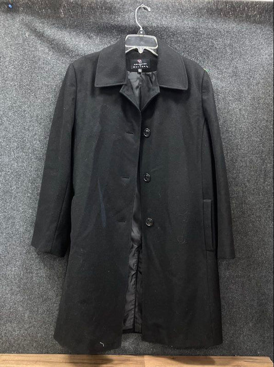 Collection by Gallery Women's Black Single Breasted Overcoat Walking Coat Sz L