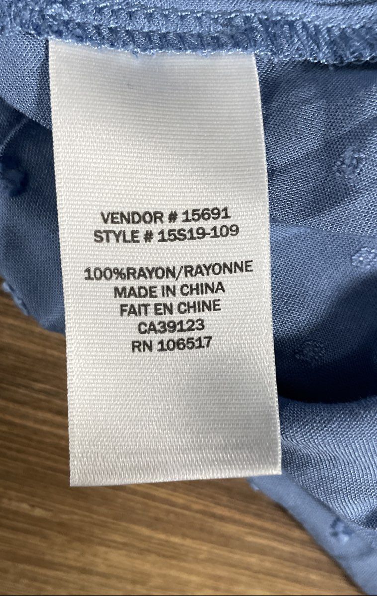 Northern Reflections Women's Blue Rayon Swiss Dot Tiered Hem Blouse Sz XL NWT