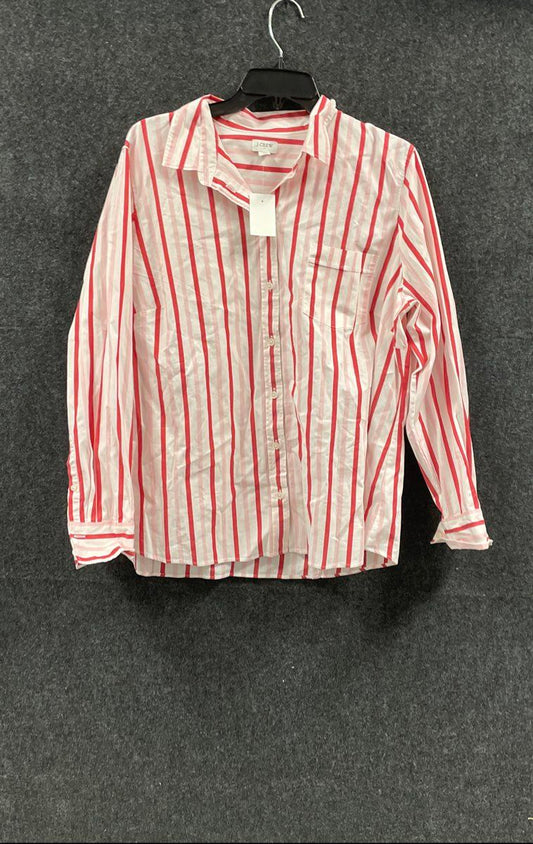 J.Crew Women's Button Up Shirt Red White Stripe BF816 NWT Sz 2X