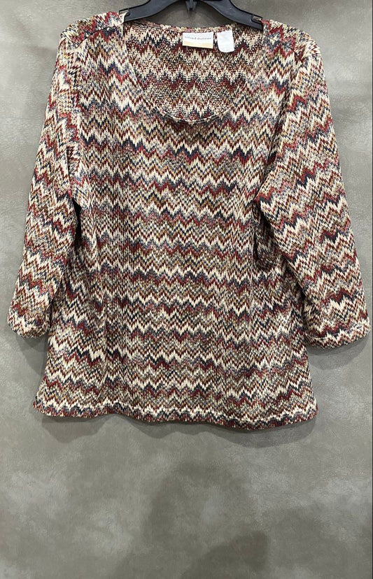 Alfred Dunner Women's Multicolor Zig Zag Chevron Knit Top Sweater Sz 1X