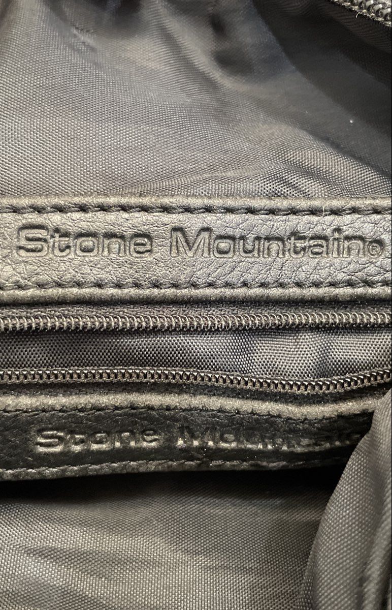 Vintage Stone Mountain Black Leather Crossbody Shoulder Bag Silver Hardware