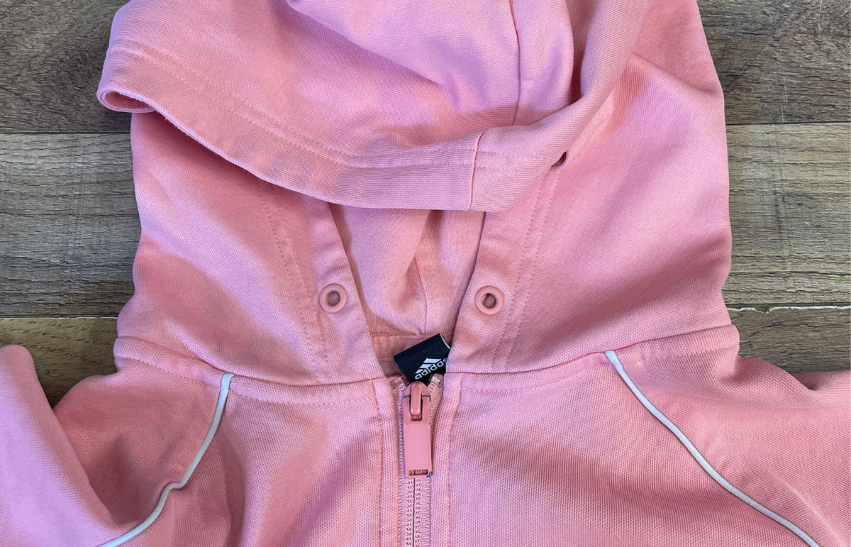 Adidas Women's Pink Full Zip Hoodie Jacket Black Colorblock Sz S