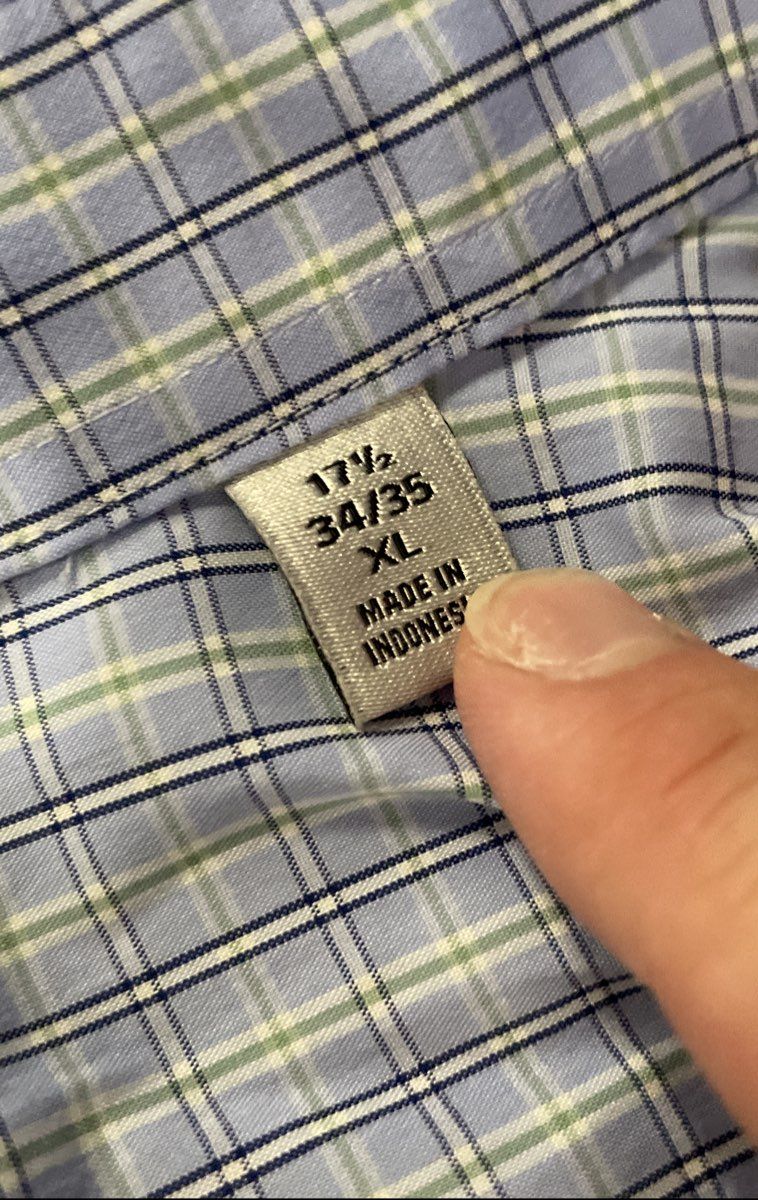 Ralph Lauren Men's Blue Green Plaid Slim Fit Cotton Nylon Stretch Shirt Sz XL
