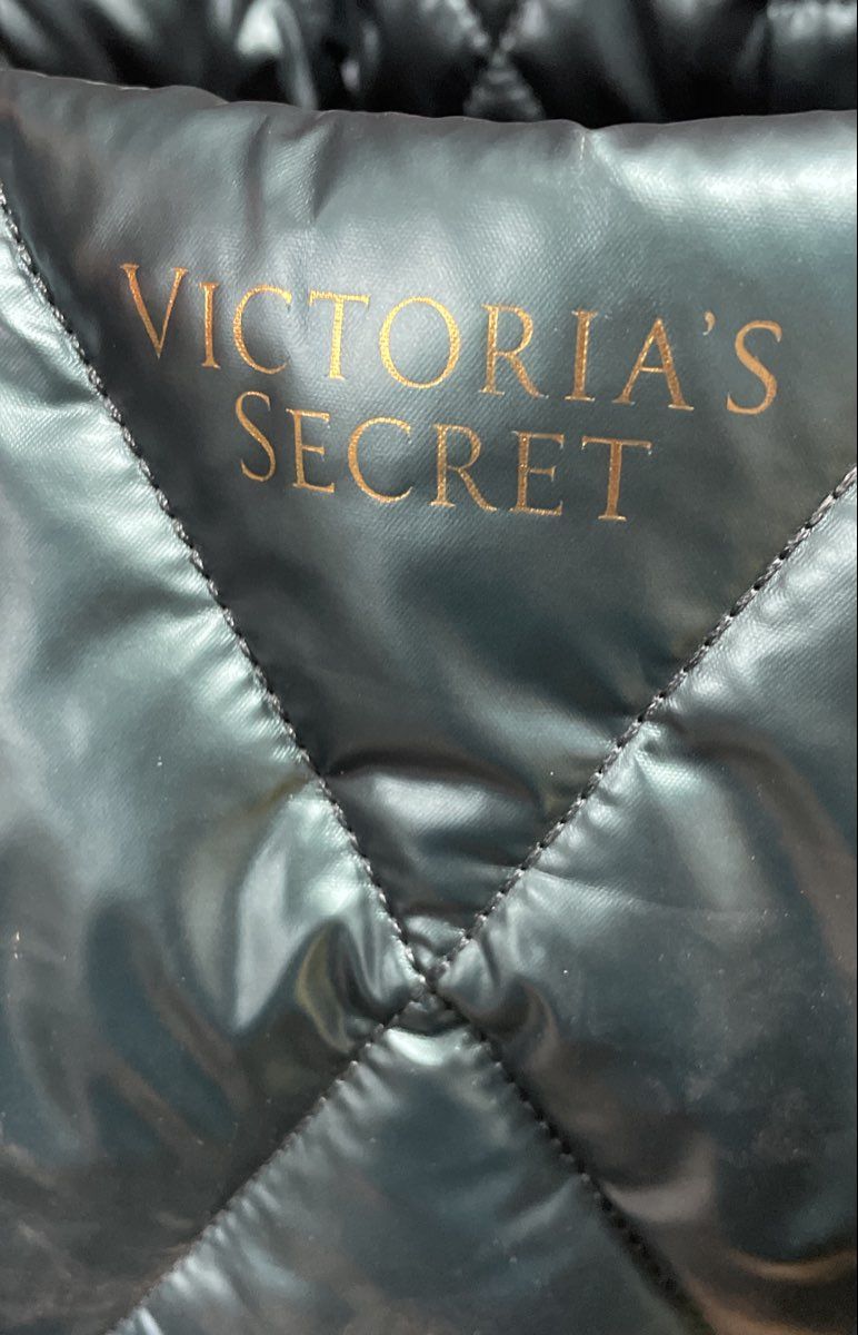 Victoria's Secret Teal Metallic Quilted Puffer Tote Bag Large