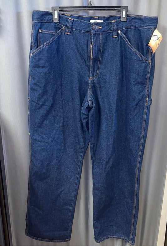 Blue Mountain Men's NWT Flannel Lined Carpenter Work Jeans Blue Denim 38x32
