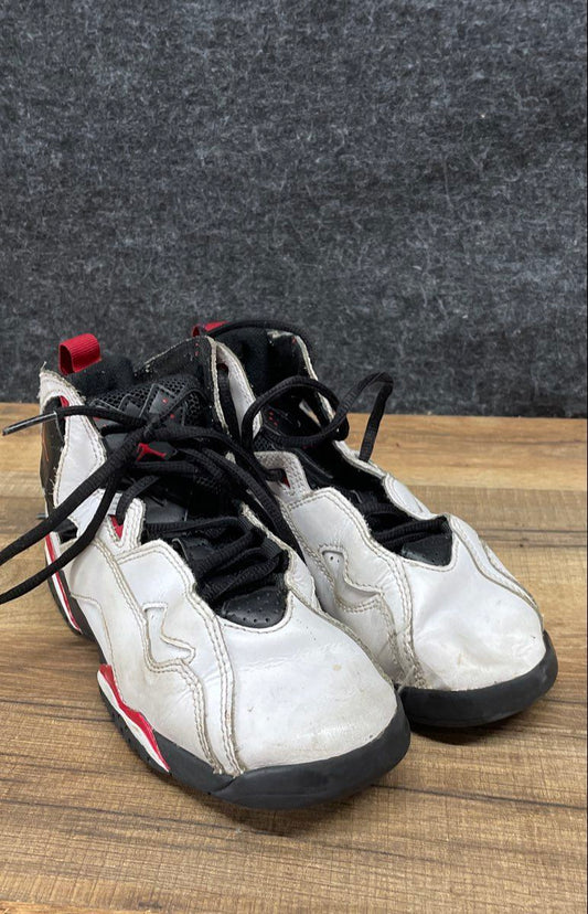 Air Jordan True Flight White Red Black High Top Youth Sneakers 2Y
