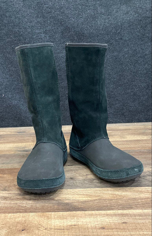 Crocs Modessa Suede Black Tall Faux Fur Lined Boots Women's Size 8