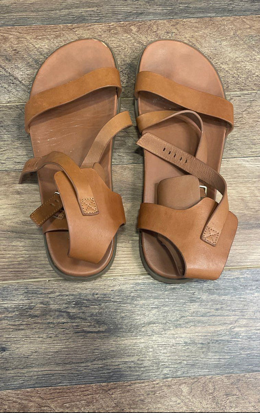 UGG Solivan Brown Leather Strappy Slingback Sandals Women's Size 10