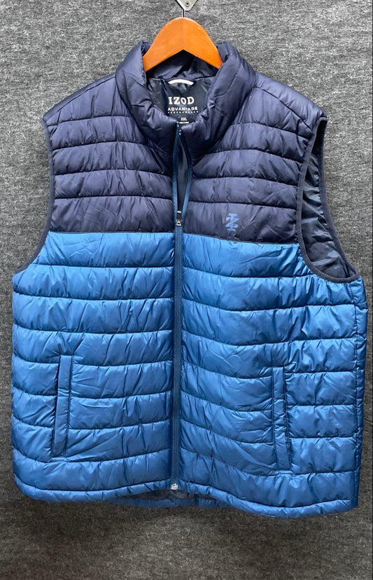 Izod Men's Advantage Performance Puffer Vest Navy Blue Two Tone Full Zip Sz XXL