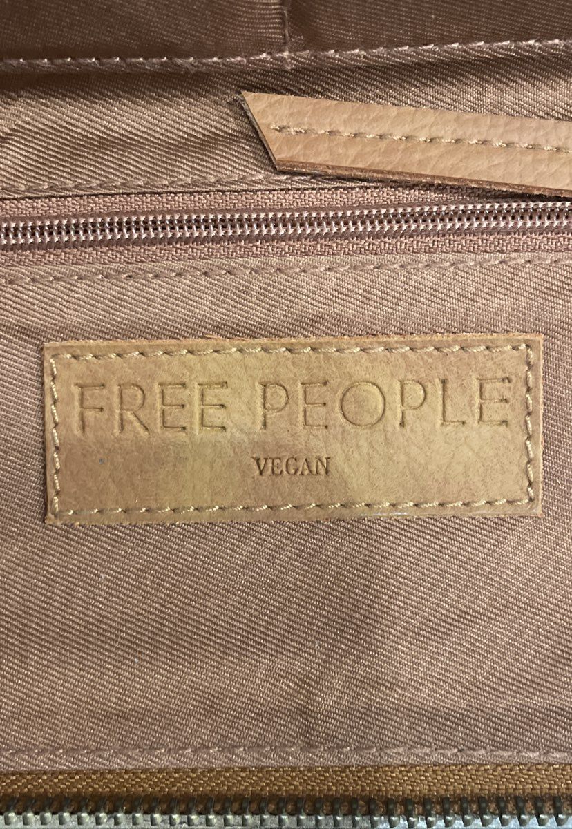 Free People Tan Studded Vegan Leather Zip Around Wristlet Wallet