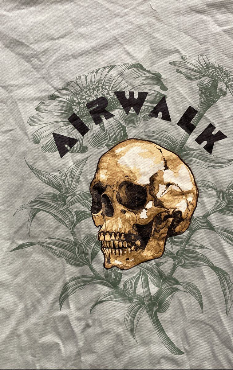 Airwalk Men's Sage Green Short Sleeve Button Down Skull Graphic Shirt Sz L