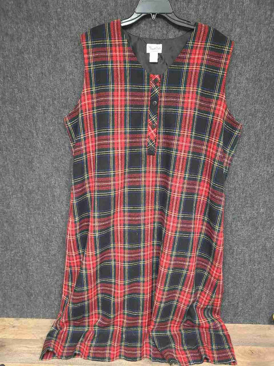 Vintage 90s Margaret Smith Women's Red Tartan Plaid Jumper Dress Sz 20