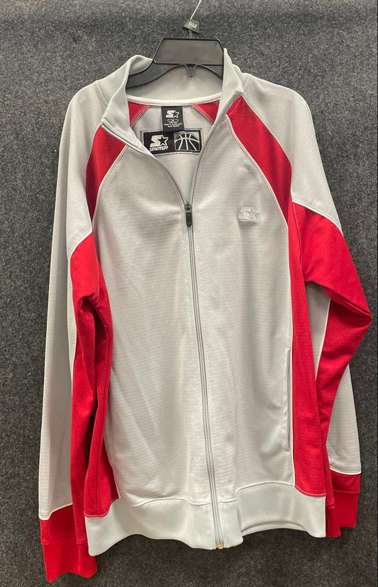 Starter Men's Full Zip Track Jacket Metallic Silver Red Basketball Sz M
