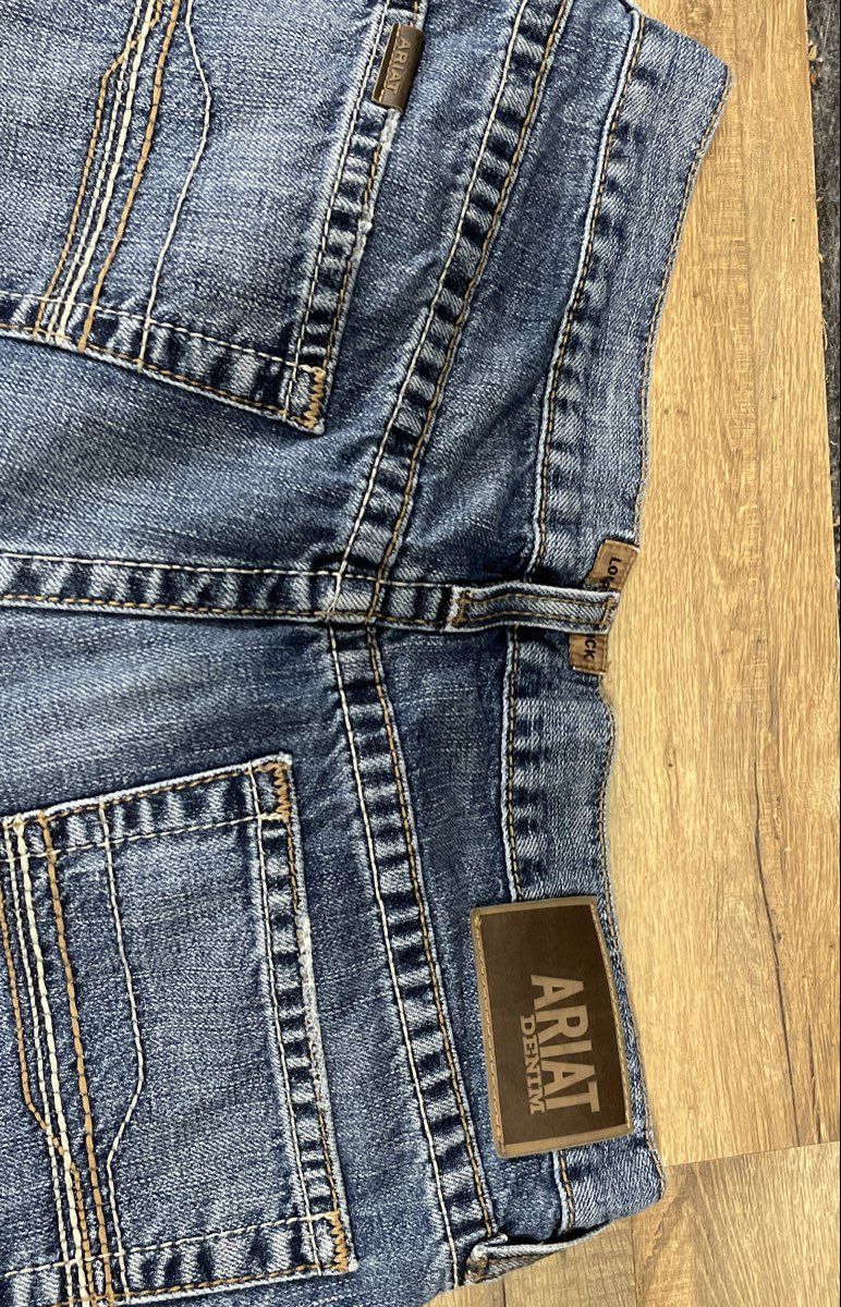 Ariat Men's M5 Straight Fit Straight Leg Blue Low Rise Jeans Sz 35x30
