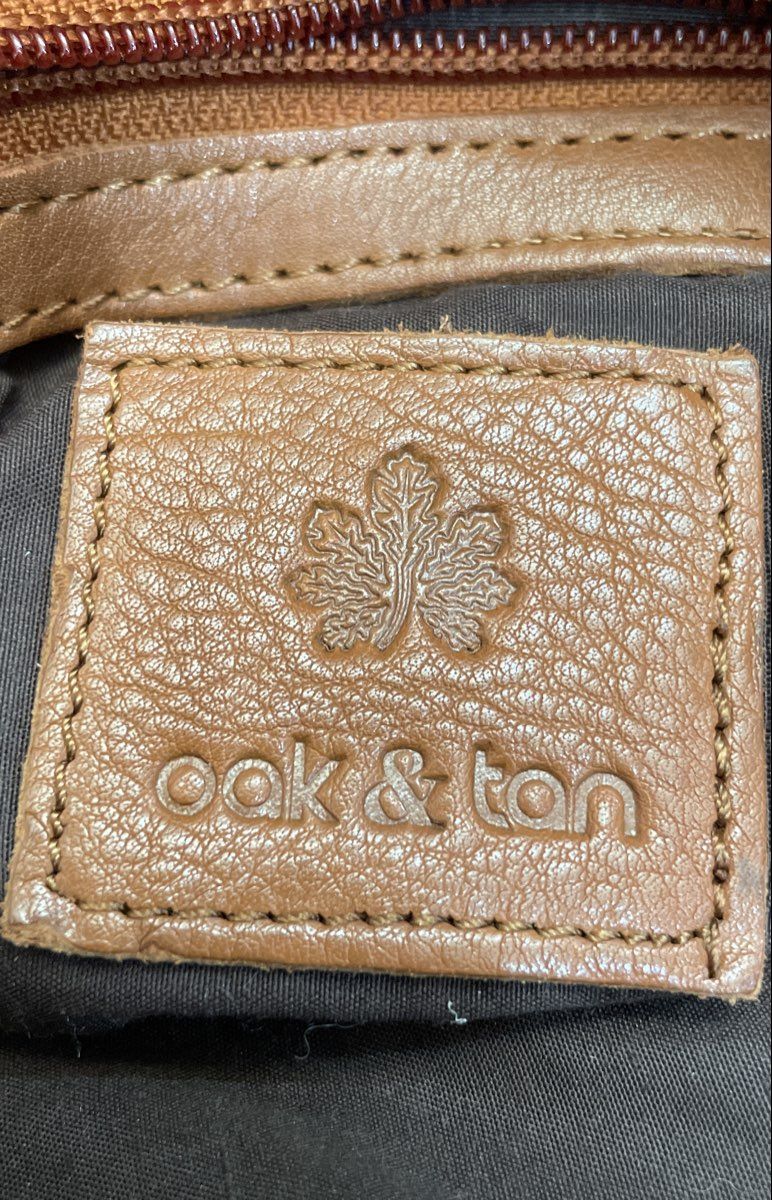 Oak & Tan Brown Leather Triple Gusset Crossbody Bag Wristlet Purse Small