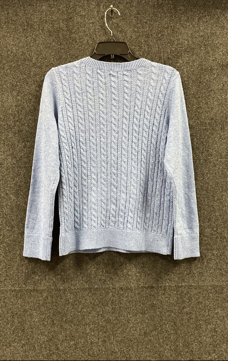 Talbots Women's Light Blue Cable Knit Shoulder Button Sweater NWT Size M
