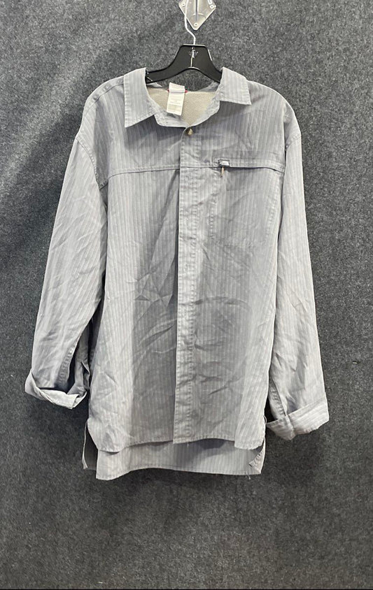 The North Face Men's Gray Mini Check Roll Tab Sleeve Vented Hiking Shirt Sz L