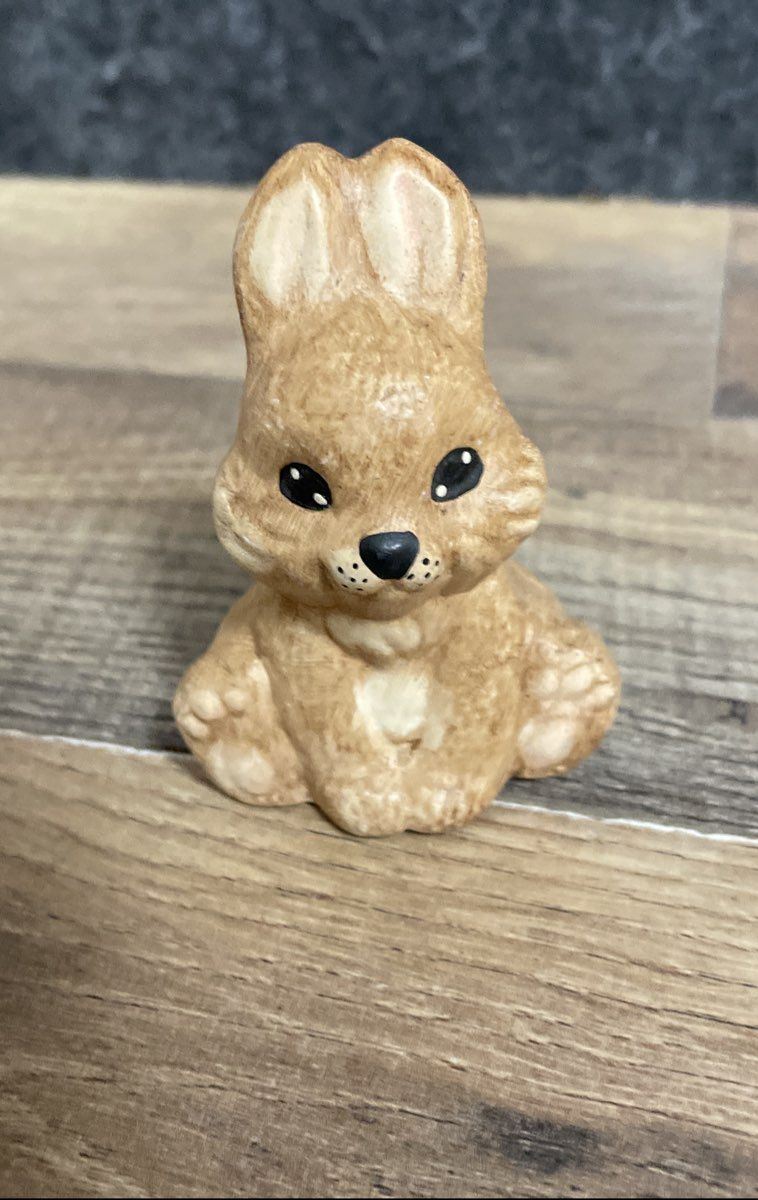 Bunny Rabbit Figurines Lot of 3 Ceramic Bisque Hand Painted Vintage Easter