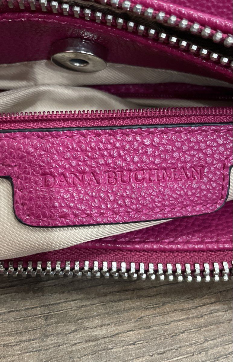 Dana Buchman Purple Leather Crossbody Bag Silver Hardware Adjustable Strap