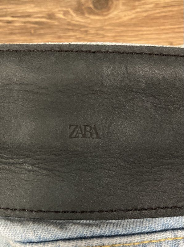 Zara Men's Light Wash Distressed Ripped Double Knee Carpenter Jeans Sz 34
