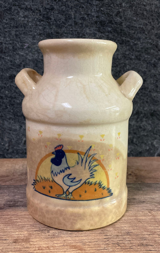 Vintage Ceramic Rooster Milk Can Vase Farmhouse Decor Made in Taiwan