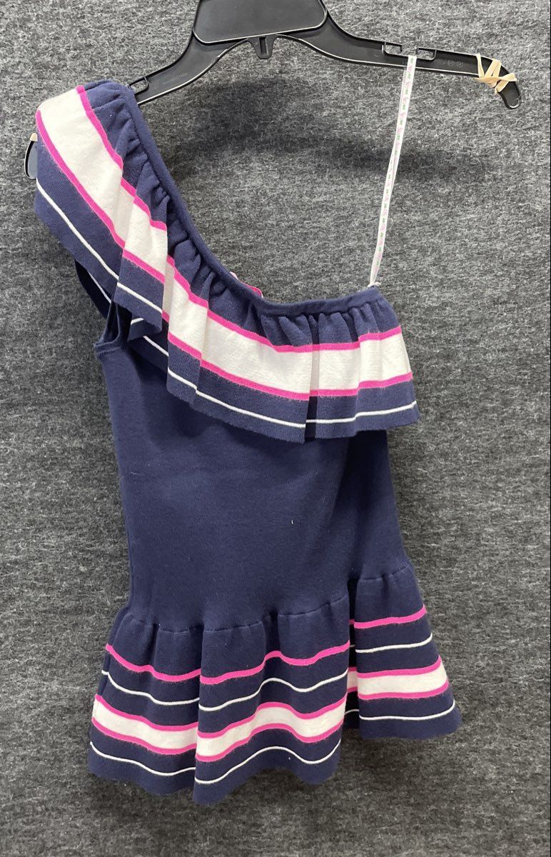 Lilly Pulitzer Women's Kade Sweater Dress Navy One Shoulder Striped Ruffle XS