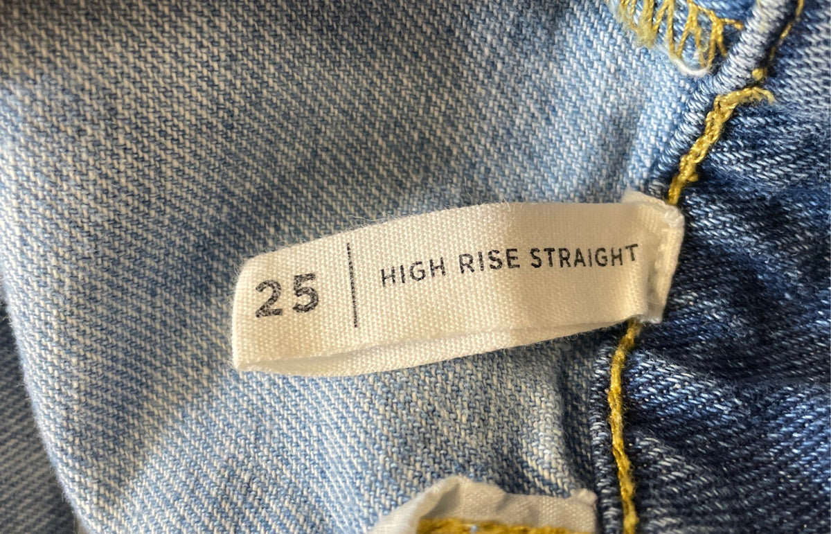 PacSun Women's Two Toned High Rise Straight Jeans Patchwork Raw Hem Sz 25