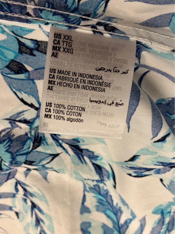 Club Room Men's Blue Floral Tropical Short Sleeve Button Down Shirt XXL NWT
