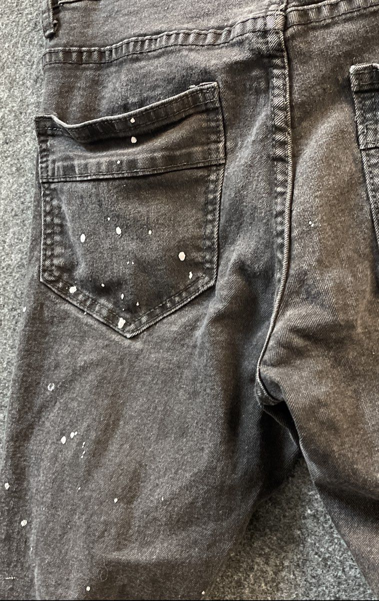 M Society Men's Black Distressed Paint Splatter Skinny Jeans Sz 32x32