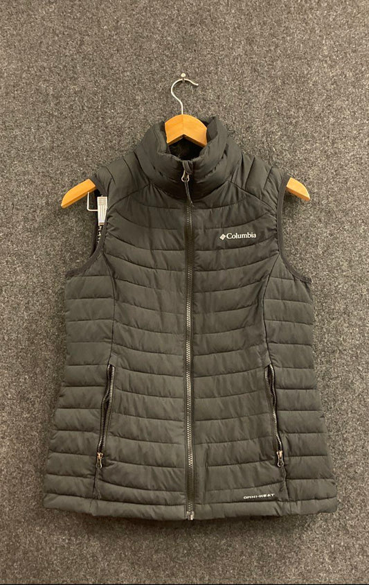 Columbia Women's Black Omni-Heat Puffer Vest Quilted Full Zip Mock Neck Sz S