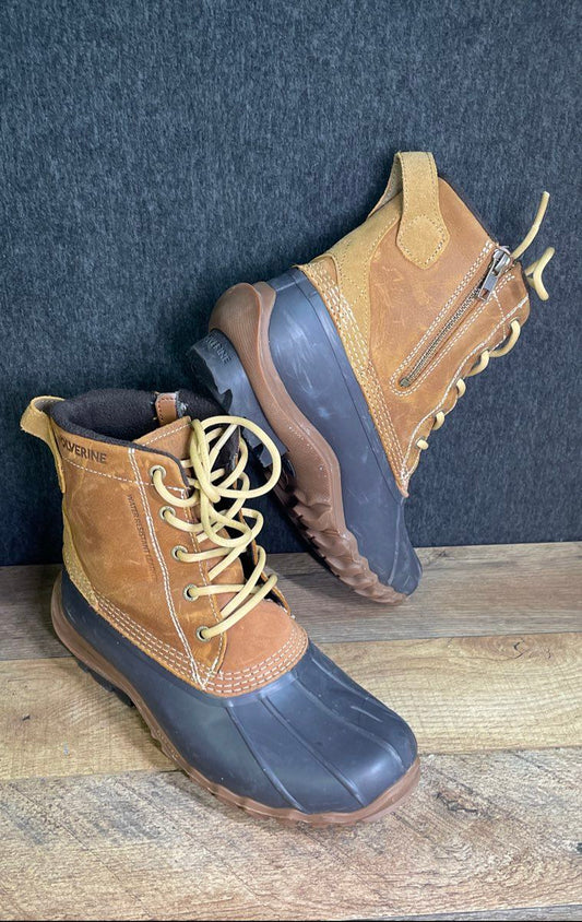Wolverine Halle Water Resistant Leather Side Zip Duck Boots Brown Size 9.5M