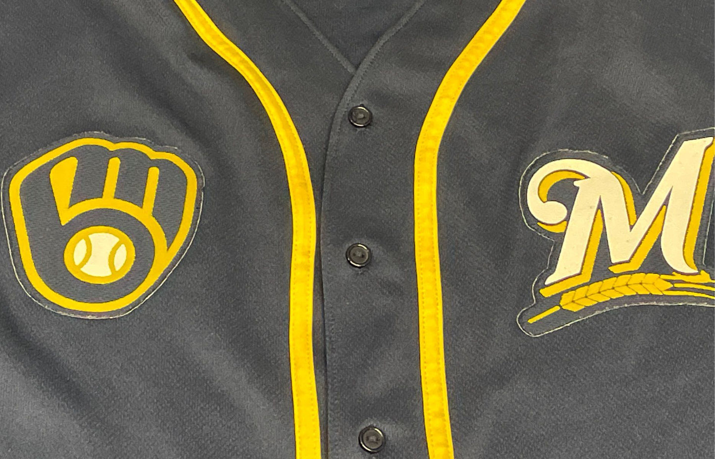 Milwaukee Brewers Gomez #93 Baseball Jersey Navy Blue Button Up Sz 44