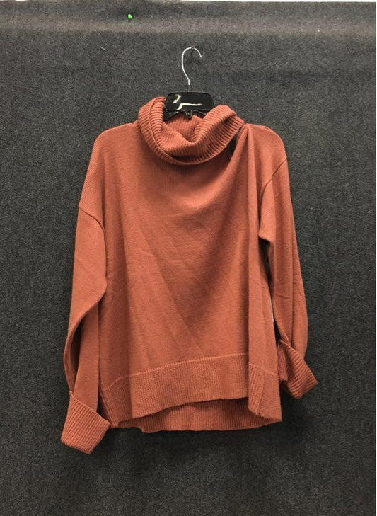 1.STATE Women's Rust Cowl Neck Cold Shoulder Ribbed Sweater Sz XL NWT
