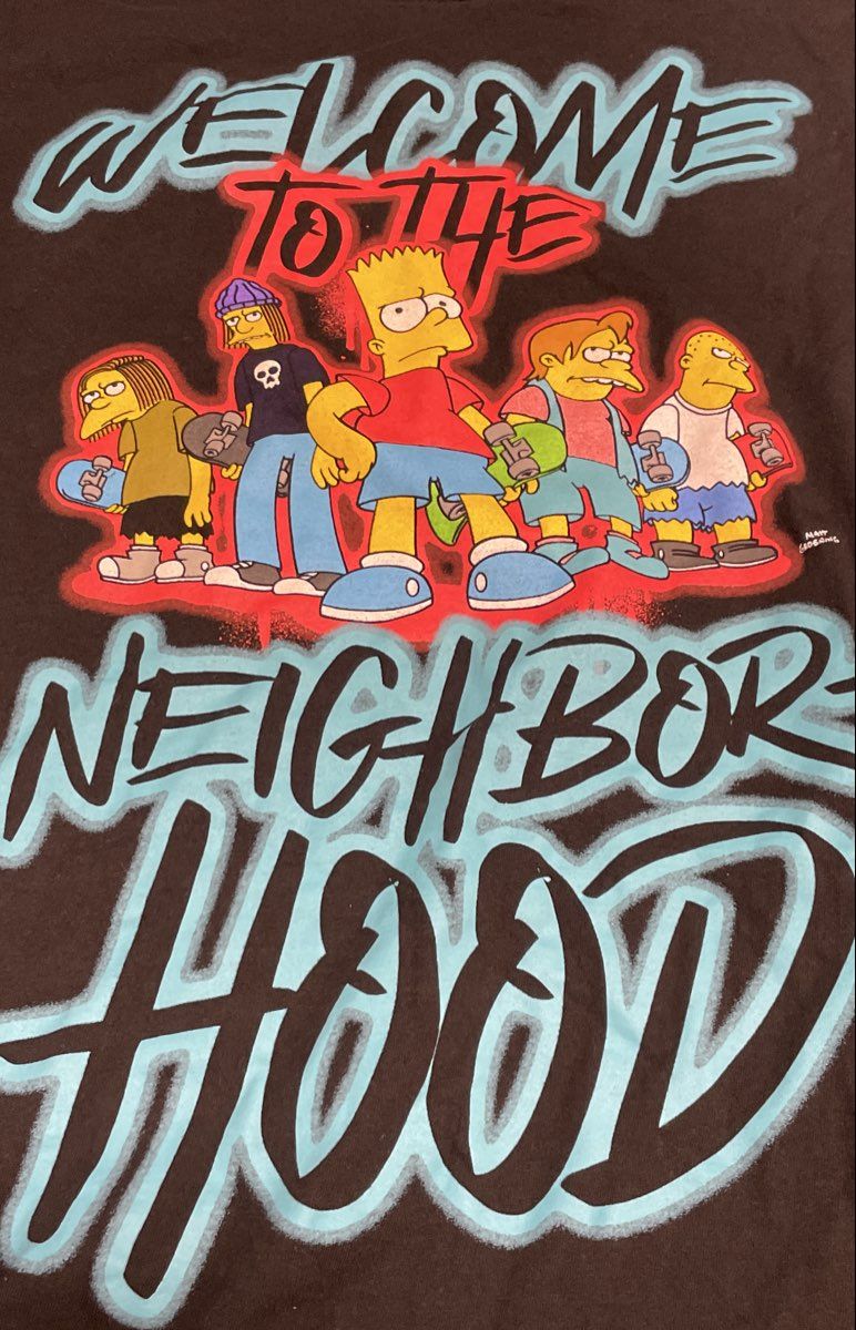 The Simpsons Bart Simpson Welcome To The Neighborhood Graphic T-Shirt Sz M