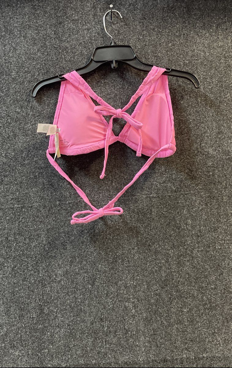 Aerie Women's Pink Floral Textured Bikini Top Bralette Swimwear NWT Size L