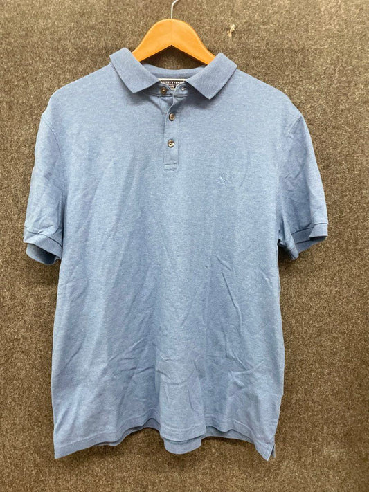 Charles Tyrwhitt Men's Blue Heather Short Sleeve Cotton Stretch Polo Sz L