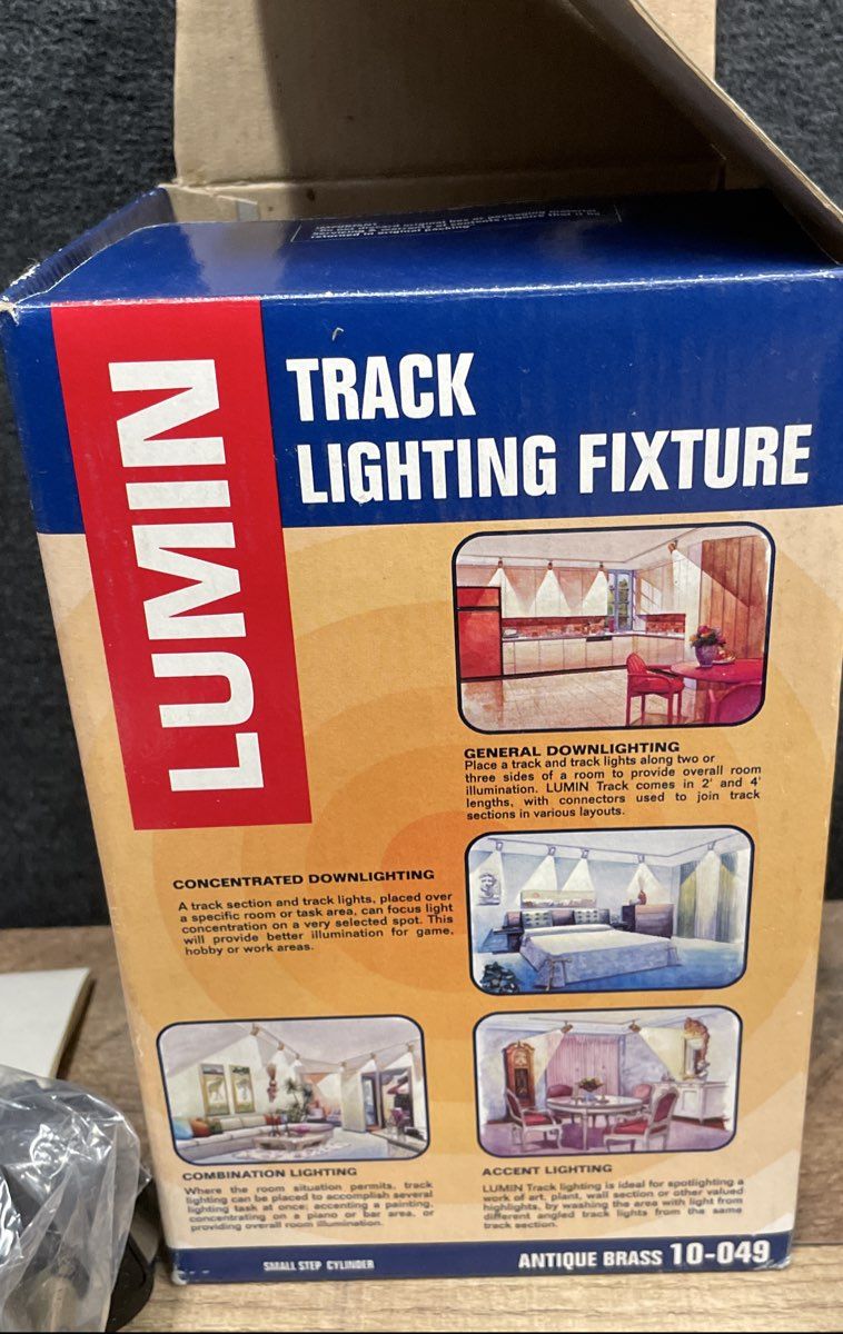Lot Of 3 Vintage Lumin Antique Brass 10-049 Track Lighting Fixture