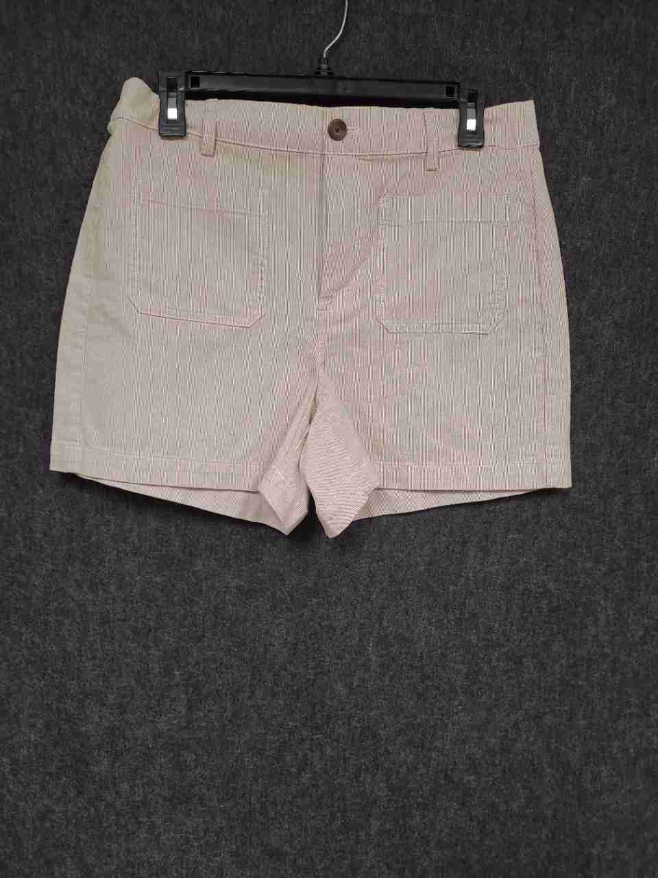 J. Crew Women's Tan White Pinstripe Utility Pocket Shorts NWT Sz 28