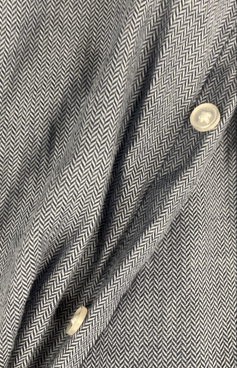 Ted Baker Men's Blue Herringbone Cotton Long Sleeve Button Up Shirt Sz XXL