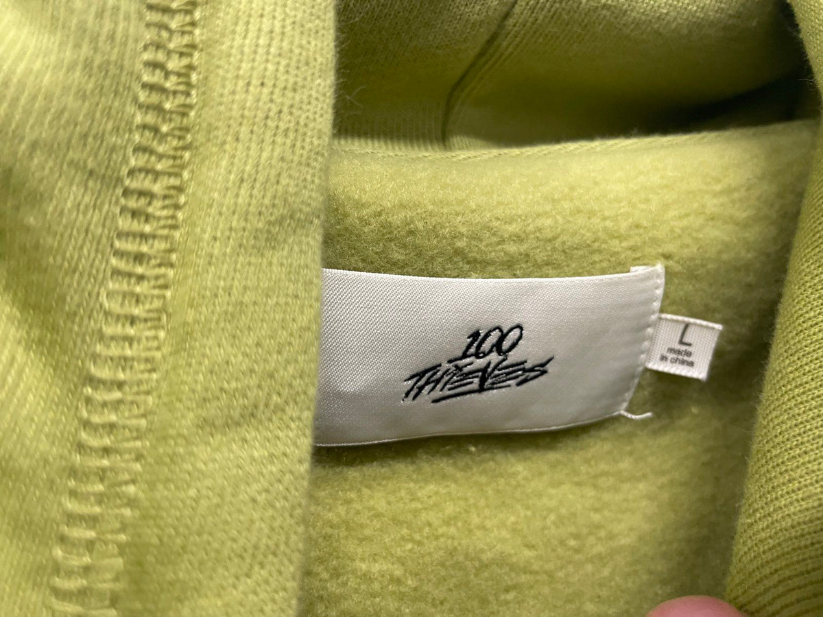 100 Thieves Men's Wolf Pullover Hoodie Olive Green Graphic Sweatshirt Sz L