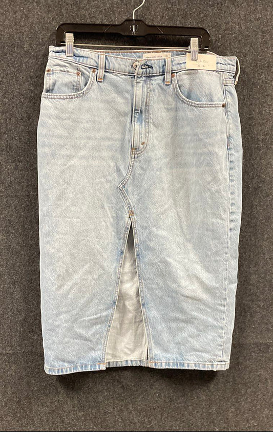 Abercrombie & Fitch Women's Light Wash High Rise Denim Slit Midi Skirt NWT Sz 31