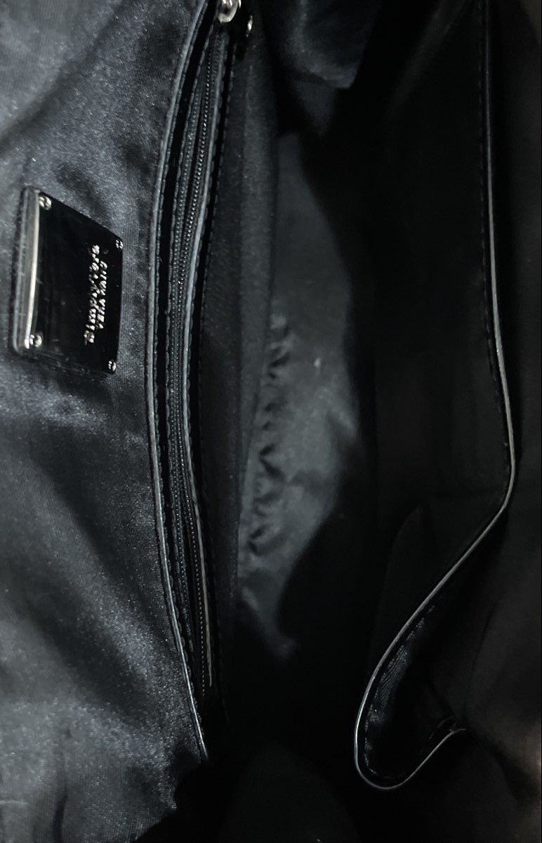 Simply Vera Vera Wang Black Patent Leather Monogram Turnlock Tote Handbag