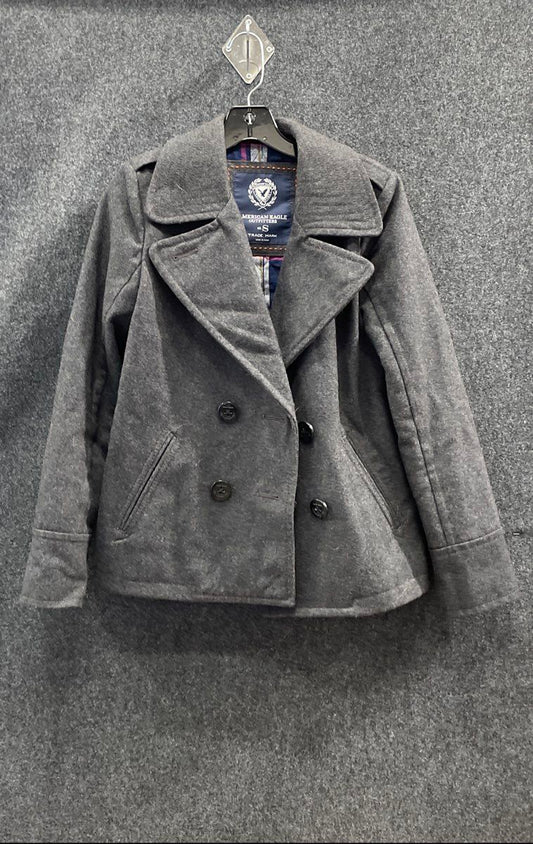 American Eagle Outfitters Women's Grey Double Breasted Wool Peacoat Size S