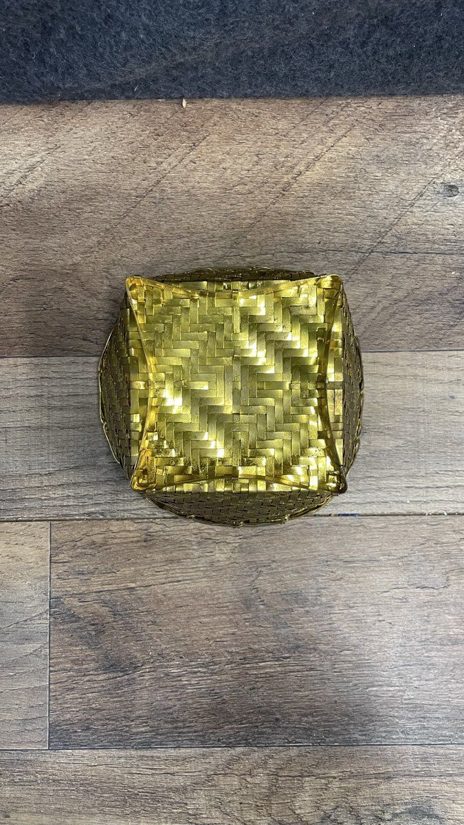 Vintage Style Woven Brass Basket
