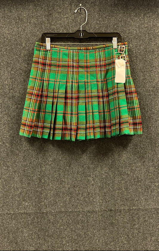 Celtic Pro Green Tartan Plaid Pleated Buckle Kilt Sz 24 NWT